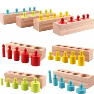 educational baby stacking blocks wooden montessori cylinders best sensory toddler toy learning gifts for girls and boys ages 1 3 rainbow 276083